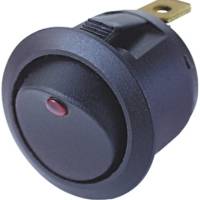Spínač kolébkový kulatý 12V/10A s podsvícením červenou LED